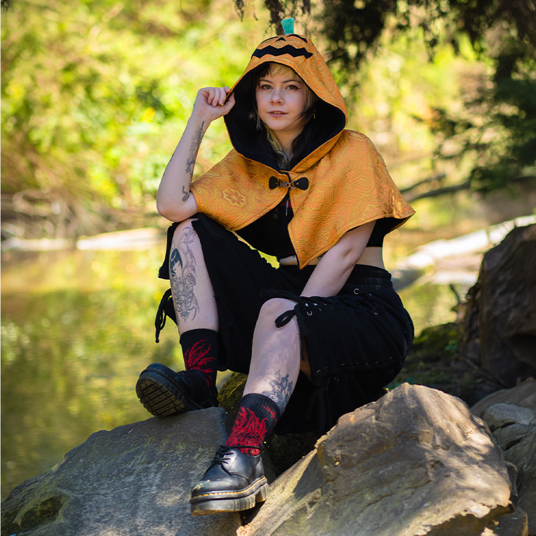 Jack-O-Lantern // Golden Harvest Capelet Set