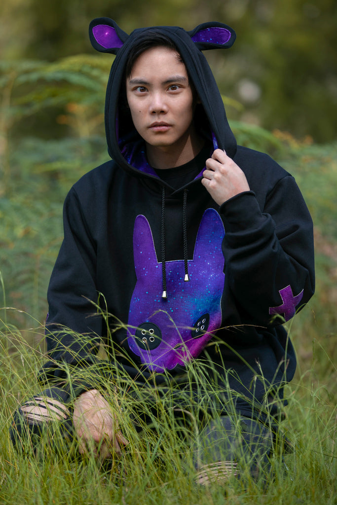 Bunny Skull Hoodie (BLCK&GLXY) - Button Fox