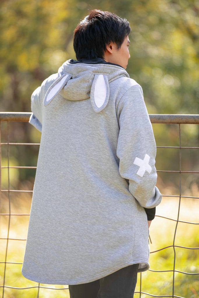 Bunny Skull Hoodie (LTGRY&BLCK) - Button Fox