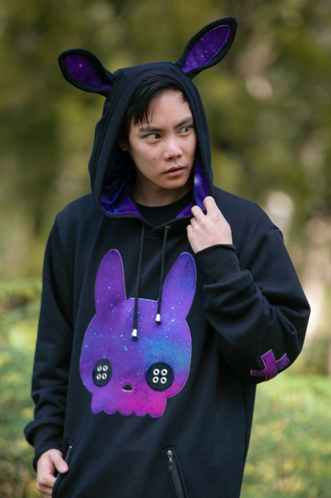 Bunny Skull Hoodie (BLCK&GLXY) - Button Fox