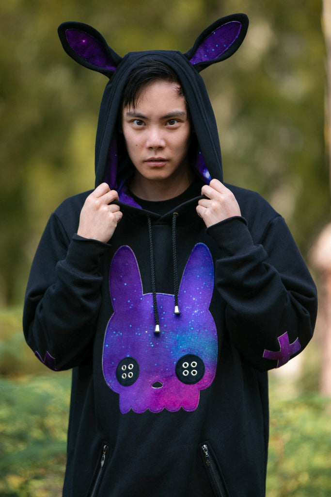 Bunny Skull Hoodie (BLCK&GLXY) - Button Fox