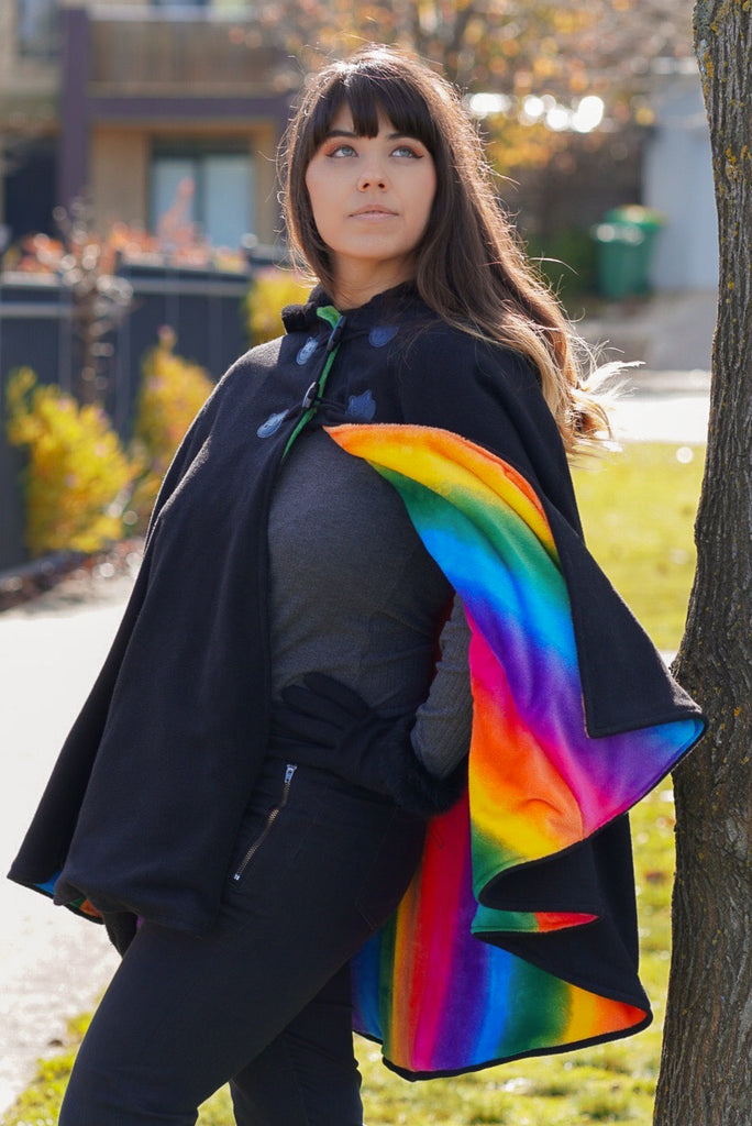 Long Pride Cape (BLCK&RNBW) - Button Fox