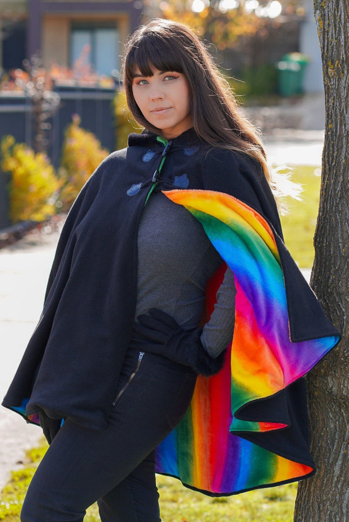 Long Pride Cape (BLCK&RNBW) - Button Fox