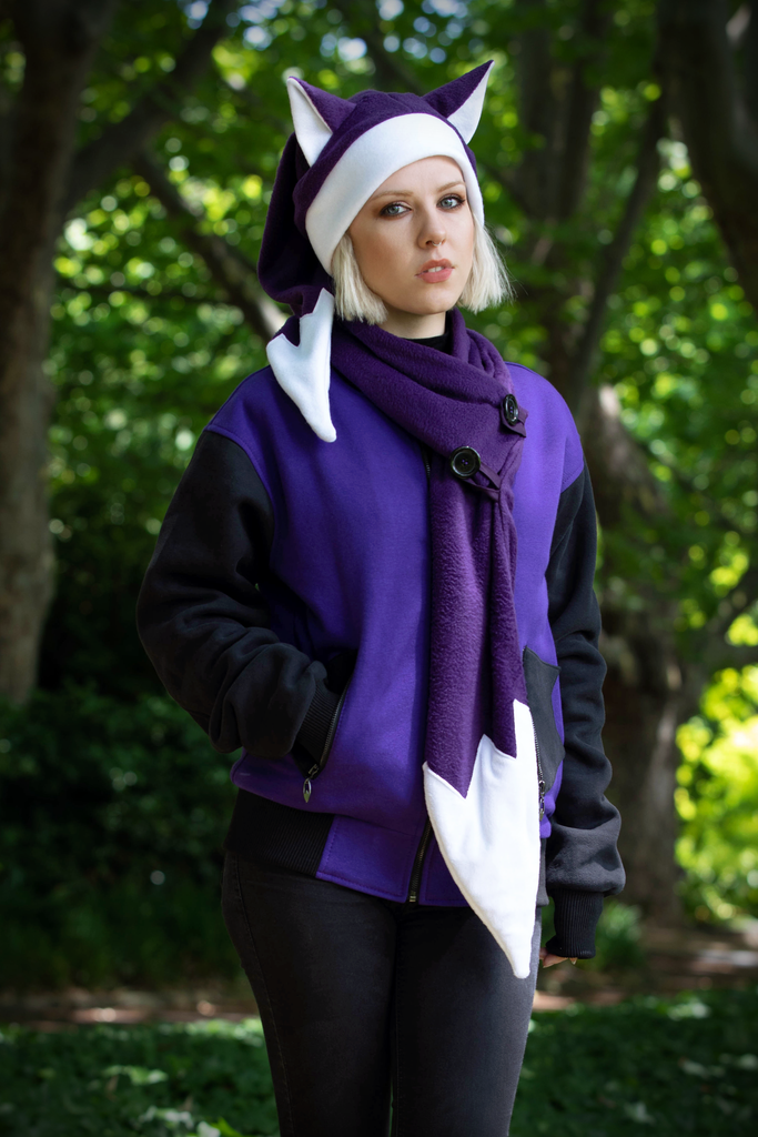 Foxmas Hat & Scarf (PRPL) - Button Fox
