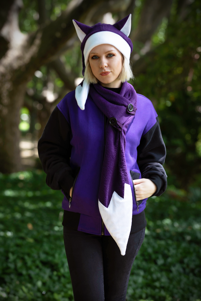 Foxmas Hat & Scarf (PRPL) - Button Fox