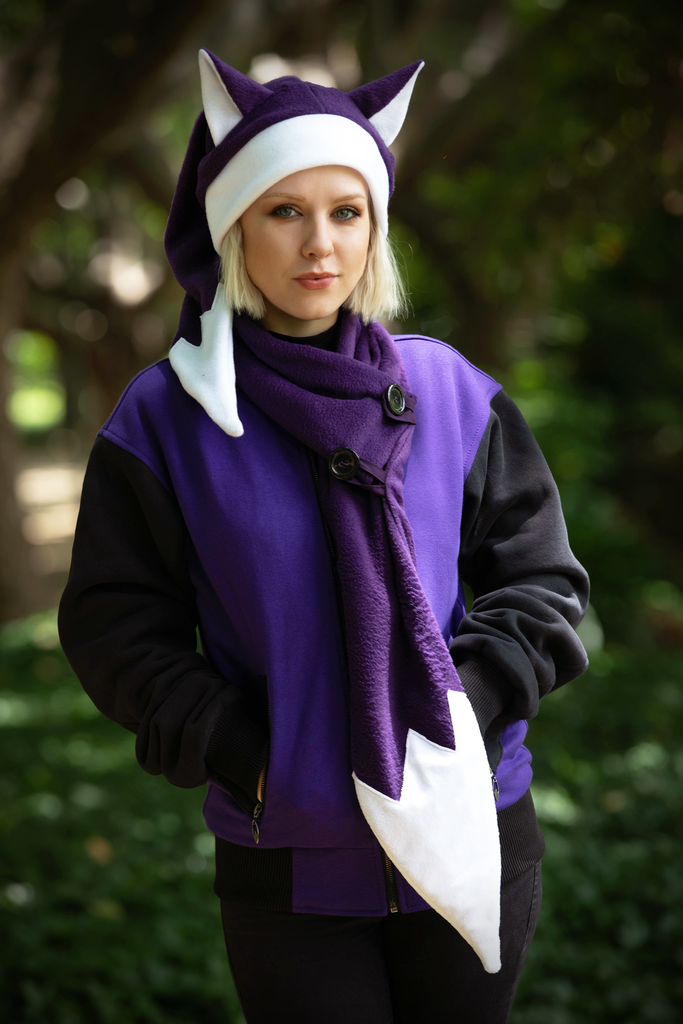 Foxmas Hat & Scarf (PRPL) - Button Fox