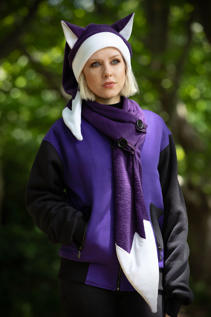 Foxmas Hat & Scarf (PRPL) - Button Fox